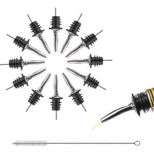 Checarzhn--No1-Bouchon De Verseur Doseur En Acier Inoxydable, 12 Pièces Verseurs En Acier Inoxydable, Avec 1 S, Verseur Bouchon Verseur Anti-Goutte Pour Liqueur Vin Huile Cocktail Jus - Neuf