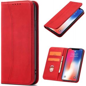Kal-Coque Pour Huawei P Smart Z / Y9 Prime 2019, Pu Cuir Portefeuille Housse Magnétique Flip Pochette Étui À Rabat Case Avec Antichoc Tpu Housse [Emplacements Cartes] [Fonction Support] (Rouge) - Neuf