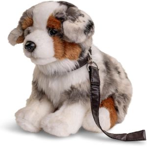 KALANKA-- Chien de Berger Australien Chiot Assis (avec Laisse) - 22 cm (Hauteur) - Chien en Peluche, Animal de Compagnie - Peluche - Neuf