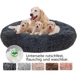 Dog Cushion, Dog Bed, Anti-Stress, Soft, Round Washable Dog Bed For Puppy For Sleeping In Winter - Dark Grey Diameter 60 Cm - Neuf