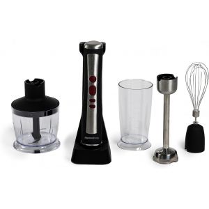 Family | Mixeur Plongeant Sans Fil Rechargeable, Ensemble avec Batteur, Hachoir, Mixeur et Verre Gradu&eacute; de 600 ml, Mod&egrave;le ZOE, Couleur Noire - Neuf