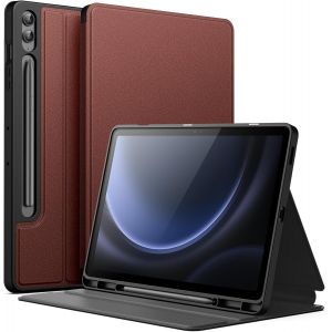Coque Pour Samsung Galaxy Tab S9 Fe+ / S9 Fe Plus 12,4 Pouces Avec S Pen Porte-Stylet, Fine Folio Support Protecteur Tablette Housse Étui, Multi-Angle Affichage (Vin Rouge) - Neuf
