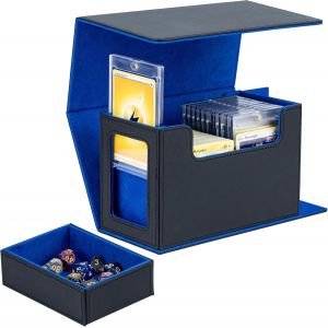 Mdy-Boîte À Cartes Double Couche Pour Mtg Cartes, Écrans Commander, Convient À 200 Cartes Avec Compartiment À Dés, Boîte À Cartes À Collectionner Pour Cartes Magic Commander Tcg- Bleu - Neuf
