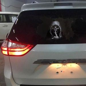 Lot De 2 Autocollants Personnalisés Pour Voiture, Motif Tête De Mort, Pour Vitres, Pour Halloween, Pour Salon, Chambre À Coucher (40 X 30 Cm) - Neuf