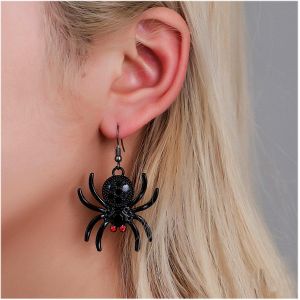 Punk Black Spider Dangle Boucles D'oreilles Onyx Spider Hook Boucles D'oreilles Gothique Horror Spider Boucles D'oreilles Vintage Exagéré Spider Boucles D'oreilles Bijoux - Neuf