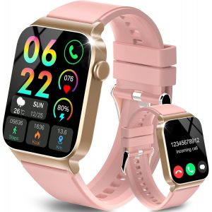 JGD-Montre Connect&eacute;e Homme Femmes avec Appel Bluetooth, 1.85"" Smartwatch avec 110+ Sportifs,Etanche IP68 Smart Watch, Podometre/Cardiofrequencemetre/Sommeil, Montre Sport pour iOS Android, Rose - Neuf