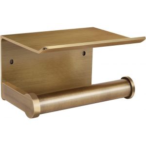 MEVRONISSHOP-Porte-Rouleau de Toilette Murale Bronze Antique avec &Eacute;tag&egrave;re - Fixation Adh&eacute;sif 3M ou Vis - Distributeur Papier Hygi&eacute;nique - Rangement T&eacute;l&eacute;phone/Lingettes - Organisateur Salle de Bain Mo - Neuf