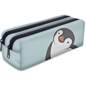 ERYI-Trousse Scolaire 2 Compartiments Sac A Crayon Trousse De Toilette Trousse Plumier Organisateur Manchot [107] - Neuf