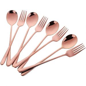 Cuillères De Table Fourchettes 8pcs Cuivre Or Rose Acier Inoxydable Cuillère Fourchette Ensemble Pour La Vaisselle De Dîner Pour 4 - Neuf