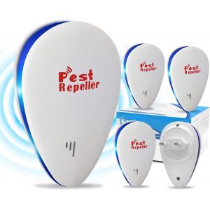 KALANKA-4 Pcs Répulsif Ultrason Anti Moustique, Répulsif Ultrasonique Contre Les Nuisibles, pour Souris, Fourmis, Mouches, Araignées, Cafards, Puces et Insectes - Neuf