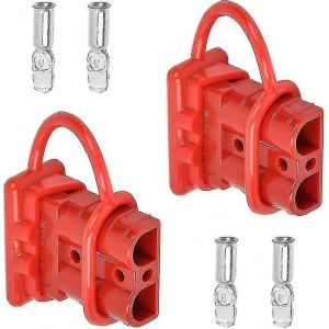 Paquet De 2 Connecteur De Batterie 600v 50a Batterie Connexion Rapide Déconnexion Prise Électrique Connecteur De Batterie Prise Rouge Avec 4 Bornes Sxq - Neuf