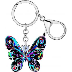 Kal-Porte-Clé Papillon Floral En Acrylique Porte-Clé De Voiture Porte-Clé De Porte-Clé Bijoux Papillon Cadeaux Pour Femmes Filles Charms De Printemps - Neuf