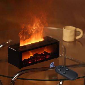 Diffuseur Huiles Essentielles Flamme,Humidificateur D'Air/Diffuseur Huiles Essentielles/Veilleuse 7 Couleurs,Minuterie 1/3/5H,Avec T&eacute;l&eacute;commande,Id&eacute;ale Pour Maison,Bureau,Yoga - Neuf