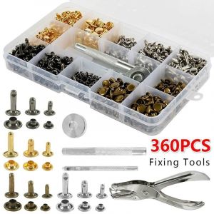 Kit de rivets en cuir 240/360 pi&egrave;ces, clous m&eacute;talliques &agrave; double t&ecirc;te avec outils - Neuf