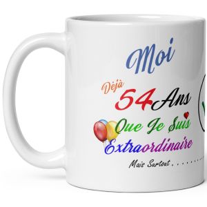 Eryi-Mug Anniversaire 54 Ans Humour Cinquante Quatre Ans Modeste Drole Tasse Haute Qualité Idée Cadeau Rigolo Cinquantaine Fete Noel Homme Femme Ami Collegue Copain Pote Famille - Neuf