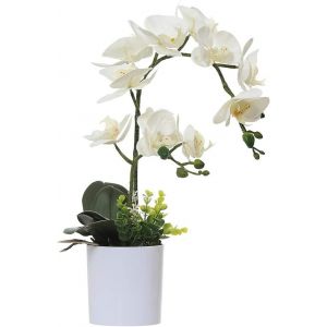 ERYI-Orchidée Artificielle Fleur Et Plante Blanche Dans Un Pot Blanc, Fausse Orchidée Pour La Maison, Le Bureau, La Table Et La Salle De Bain - Neuf