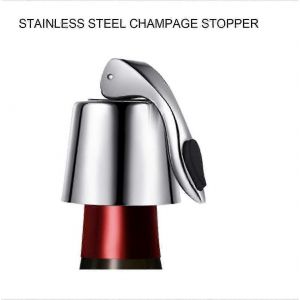 Bouchon De Bouteille De Vin Sous Vide En Acier Inoxydable Avec Bouchon De Vin Réutilisable En Silicone,Étanche,Conserver Frais,Adapté Aux Bouteilles Rouges Et Blanches (Argent) - Neuf