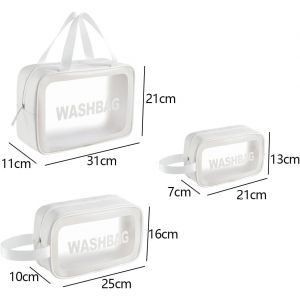 Lot de 3 trousses de toilette transparentes pour femmes, trousses de maquillage de voyage, trousses de toilette imperm&eacute;ables - Neuf