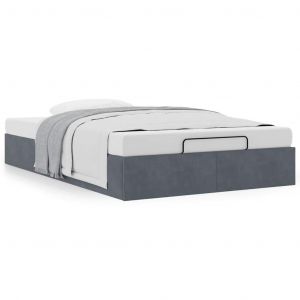 Vidaxl Cadre De Lit Ottoman Sans Matelas Gris Foncé 120x190 Cm Velours - Neuf