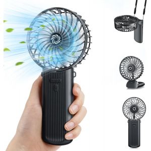 KALANKA-Mini Ventilateur Portable Ventilateur USB Silencieux, Petit Ventilateur Pliable, Ventilateur de Poche Mini Ventilateur de Bureau avec 4 Vitesses Pour Maison Bureau Voyage Extérieur - Noir - Neuf