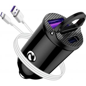 TIANYI-Chargeur de Voiture, Ultra Compact 2 Ports USB Chargeur Allume Cigare [USB C+USB A] PD 3.0 30W & QC 3.0 30W,Voiture Allume Cigare Quick Charge Compatible iPhone/iPad/Samsung Galaxy/Xiaomi/Real - Neuf