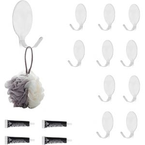 10 Pièces Crochets Adhesifs Muraux,Accroche Serviette Salle De Bain,Pas Besoin De Percer,Petit Crochet Adhesif Mural,Pour La Salle De Bain,Le Salon,La Chambre À Coucher - Neuf