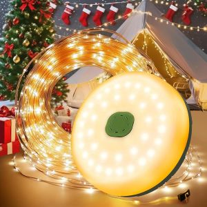 Jgd-Guirlande Lumineuse Camping 10m Enroulable Solaire + Usb, 8 Modes Ip65 Etanche Lampe Ext&eacute;rieure Pour Tente, Jardin, Randonn&eacute;e Avec 2800mah Power Bank, Portable Rechargeable D&eacute;coration Pour Cour - Neuf