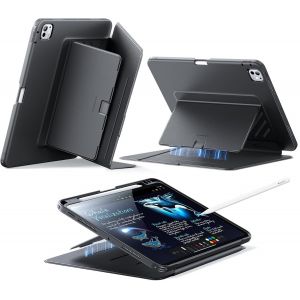 Coque Pour Ipad Pro 11 Pouces M4 (2024), Couverture De Support Vertical, Angles De Support Multiples, Coque Ultra-Stable Pour Ipad Pro 11 2024 Avec Porte-Stylet,S&eacute;rie Flip, Noir - Neuf