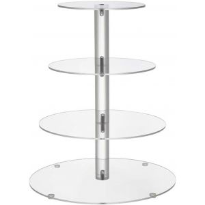 Pr&eacute;sentoir &Agrave; G&acirc;teau &Agrave; 4 &Eacute;tages-Pr&eacute;sentoir &Agrave; Cupcakes-4 &Eacute;tages-En Acrylique-Rond-Pour Mariage,F&ecirc;te,Th&eacute; De L'apr&egrave;s-Midi,Anniversaire - Neuf