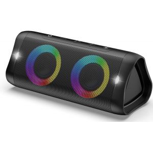 Enceinte Bluetooth Portable Sans Fil Avec 30W Basses Puissante, Autonomie De 20 Heures, Bluetooth Étanche Waterproof Ipx5, Aux, Microphone Intégré (Noir)[Z173] - Neuf