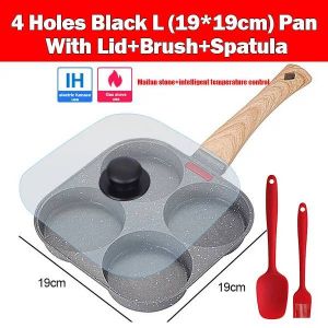 Poêle À Omelette Épaissie Avec Couvercle Antiadhésif,Poêle À Crêpes,Poêle À ?Ufs Frits Pour Le Petit Déjeuner,Moule À ?Ufs,4 Normes-Black L Pan Set- - Neuf