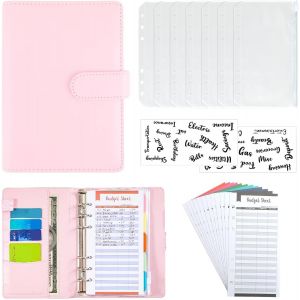 Classeur Budget A6 Fran&ccedil;ais, Economie Argent 12 Feuilles de Budgets 8 Pochette Budgets Classeur Set Organisateur Planificateur Agenda Budget cadeau parfait pour No&euml;l (Rose) - Neuf