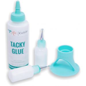 JEXNOVASHOP-Kit de colle pour scrapbooking et bricolage | Tacky Glue 120 ml + support de b&acirc;ton de colle turquoise + 2 flacons avec applicateur ultra fin 15 ml | Non toxique et multi-usages - Neuf