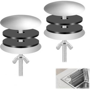JGD-Lot de 2 cache-trous de robinet d'&eacute;vier de cuisine en acier inoxydable noir mat pour &eacute;vier et baignoire - Pr&eacute;vention des fuites - D&eacute;coration de la maison et de la cuisine - Neuf