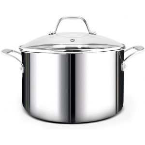 Subzonal-Marmite En Acier Inoxydable 6.6 L, Poli Miroir, Sans Nickel, Avec Couvercle En Verre (Sans Rev&ecirc;tement Toxique, Rev&ecirc;tement 3 Plis) - 24 Cm Marmites &Agrave; Soupe En Acier Inoxydable Pour La Cuisine - Neuf