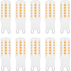 Kal-Ampoule G9 Led 4w Blanc Chaud 2700k 400lm, Équivalent Halogène G9 40w 33w, Ac 230v, Culot G9 Led Lampe Chaud Pour Applique De Miroir, Lampe De Table, Non-Dimmable, Lot De 10 - Neuf