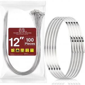 100 Pièces Collier de Serrage Inox 300mm x 4,6mm,Attache Câblées Acier Inoxydable Capacité de Charge 122 kg,Métal Zip Ties pour Extérieur,ClôTure,Garage - Neuf