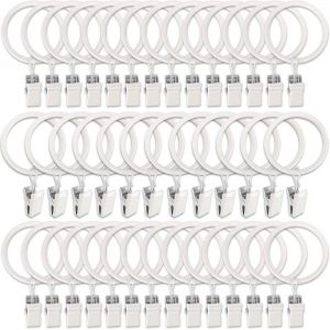 Lot De 100 Anneaux De Rideaux En Métal Avec Pinces (Blanc), Pinces À Rideaux Avec Anneaux, Anneaux De Rideaux De 38 Mm De Diamètre Intérieur - Neuf