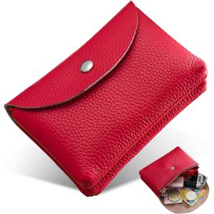 RFCBC-®Portefeuille Femme Double Couche Porte Monnaie Femmes en Cuir PU Court 5 Couleurs,Portefeuilles Fermeture Eclaire,Portefeuille Cuir Artificiel avec Grande Capacité,Porte Monnaie Carte (Rouge) - Neuf