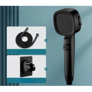 Pommeau De Douche &Agrave; Haute Pression,T-Shirts D'Eau,3 Modes,R&eacute;glable,Arr&ecirc;t &Agrave; Une Touche,Pulv&eacute;risateur De &Eacute;nergie,Accessoires Hoaccessrespiration.Black 3Pcs Set. - Neuf