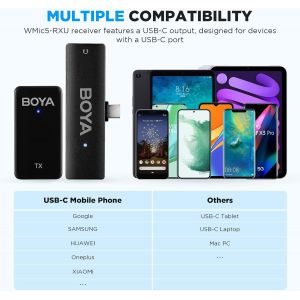 Wmic5 Micro Cravate Sans Fil Avec Suppression Du Bruit Mono/St&eacute;r&eacute;o Pour Youtube Vlog Interview Enregistrement Vid&eacute;o En Direct (Wmic5-M5)[Z3254] - Neuf