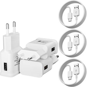 Kalcx-3-Pack Chargeur Type C Charge Rapide Pour Samsung Galaxy S21/S20/S20+/S10/S10+/S10e/S9/S9+/S8/S8 Plus/A16/A14/A15/A20/A25/A35/Note 9/8,Chargeur Telephone Tablette Adaptateur Avec 1.5m Usb C C&acirc;b - Neuf