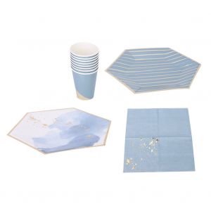 Hjlian Ensemble De Vaisselle Jetable En Papier, Assiettes, Gobelets, Serviettes, Pour Decoration De Table De Mariage, Fournitures De Fete D'anniversaire - Neuf