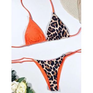 Maillot De Bain Deux Pièces Léopard À Col Licou, Mini-Micro Bikini, 2025 - Neuf