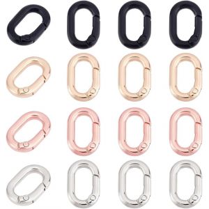 Jum-16pcs Porte-Clés Printemps 4 Couleurs,Fermoir Ovale Fermoirs À Ressort Connecteur À Clip À Ressort Porte-Clés Mousqueton Pour Accessoire De Sac À Main Porte-Clés Bricolage,21x14x4mm - Neuf