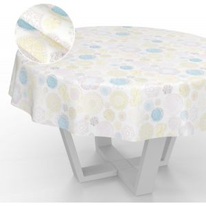 SJZG-Nappe En Toile Cirée, Lavable, Pour Table De Jardin, Extérieur Et Intérieur, Ronde, 140 Cm, Bord Coupé, Pointes - Neuf