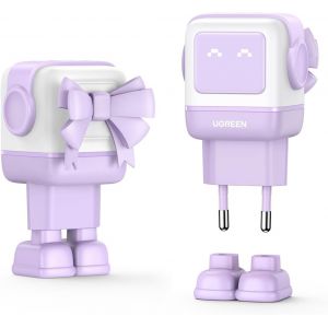 Kalanka-Uno 65w 3 Ports Chargeur Usb C Rapide Ganfast En Forme De Robot Mignon Compatible Avec Iphone 16 Pro Max Plus 15 14 13 12 11 Pixel Galaxy Pss 45w 25w S24 S23 Ipad Macbook Pro Air (Violet) - Neuf