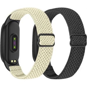 Lot De 2 Bracelets De Montre &Eacute;lastiques R&eacute;glables Compatibles Avec Xiaomi Mi Band 7/Mi Band 6/Mi Band 5, Bracelet De Sport En Nylon Extensible Pour Xiaomi Mi Band 7/6/5 Homme Et Femme - Neuf