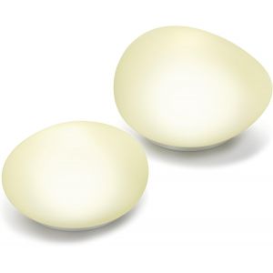 102084 Lot De 2 Lampes Solaires D&eacute;coratives En Verre Blanc Neutre 4100 K - Neuf