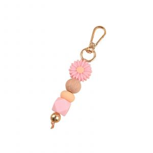 Daisy Keychain avec la Fleur de Silicone et de Perles de Bois, Mignon Sac &agrave; main ou Sac &agrave; dos, Accessoire pour les Femmes et les Filles - Neuf